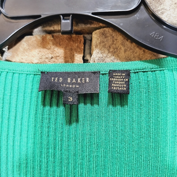 Ted Baker Green Rib Square Neck Top Medium - Picture 5 of 11